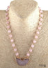 Boho Necklace, RH Rose Quart Amazonite, Half Moon Pink Natural Stone